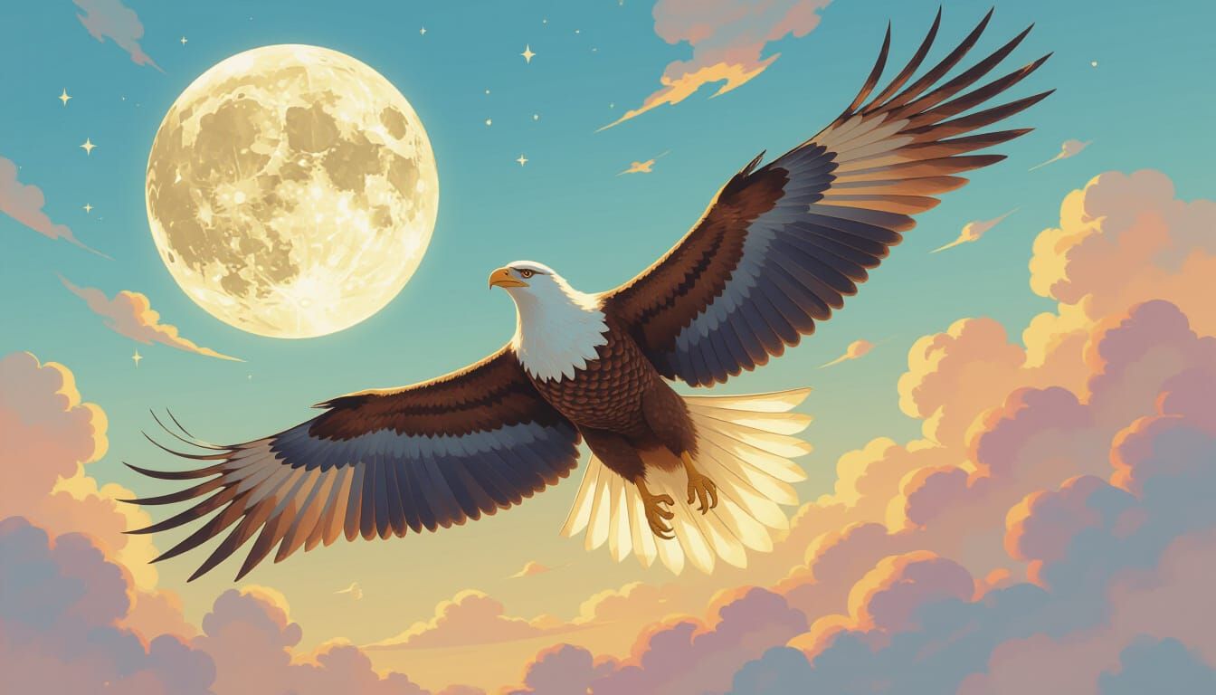 Majestic Griffin Soaring Over Thailand in Pastel Skies