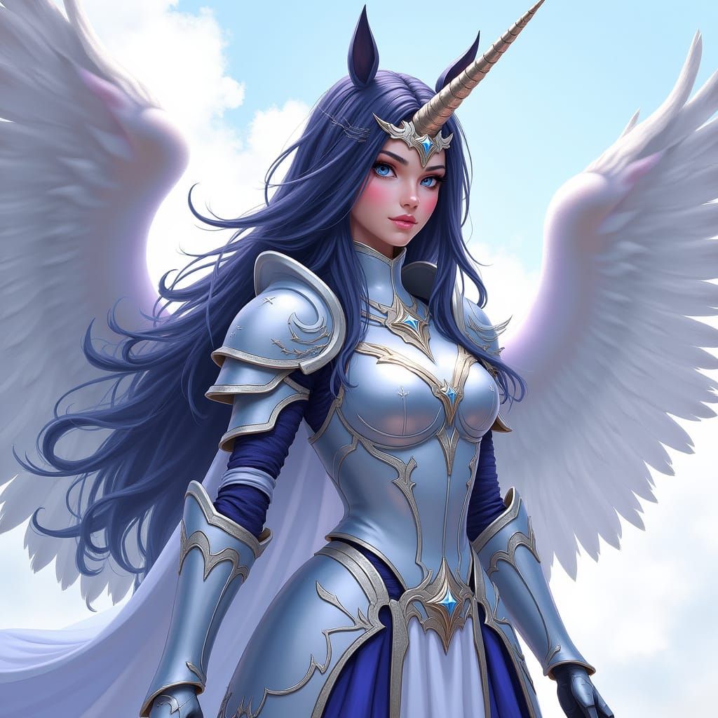 Ethereal Warrior Princess in Regal Battle Armor with Shimmer...