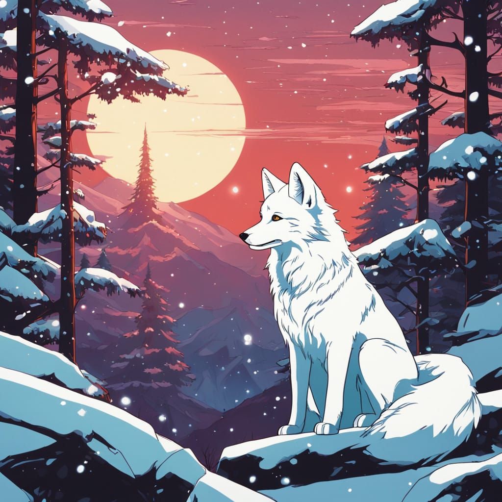 Majestic Fox and Puppy Admire Christmas Tree