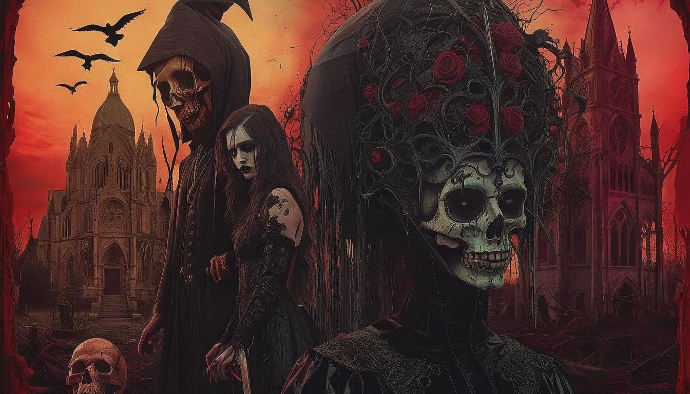 Surreal Horror Scene in Gothic Colors
