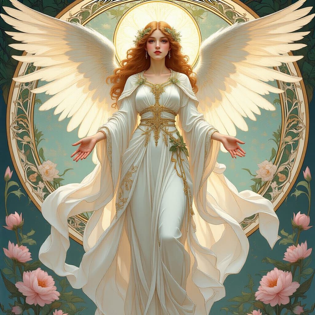 Archangel Jophiel in Art Nouveau Style