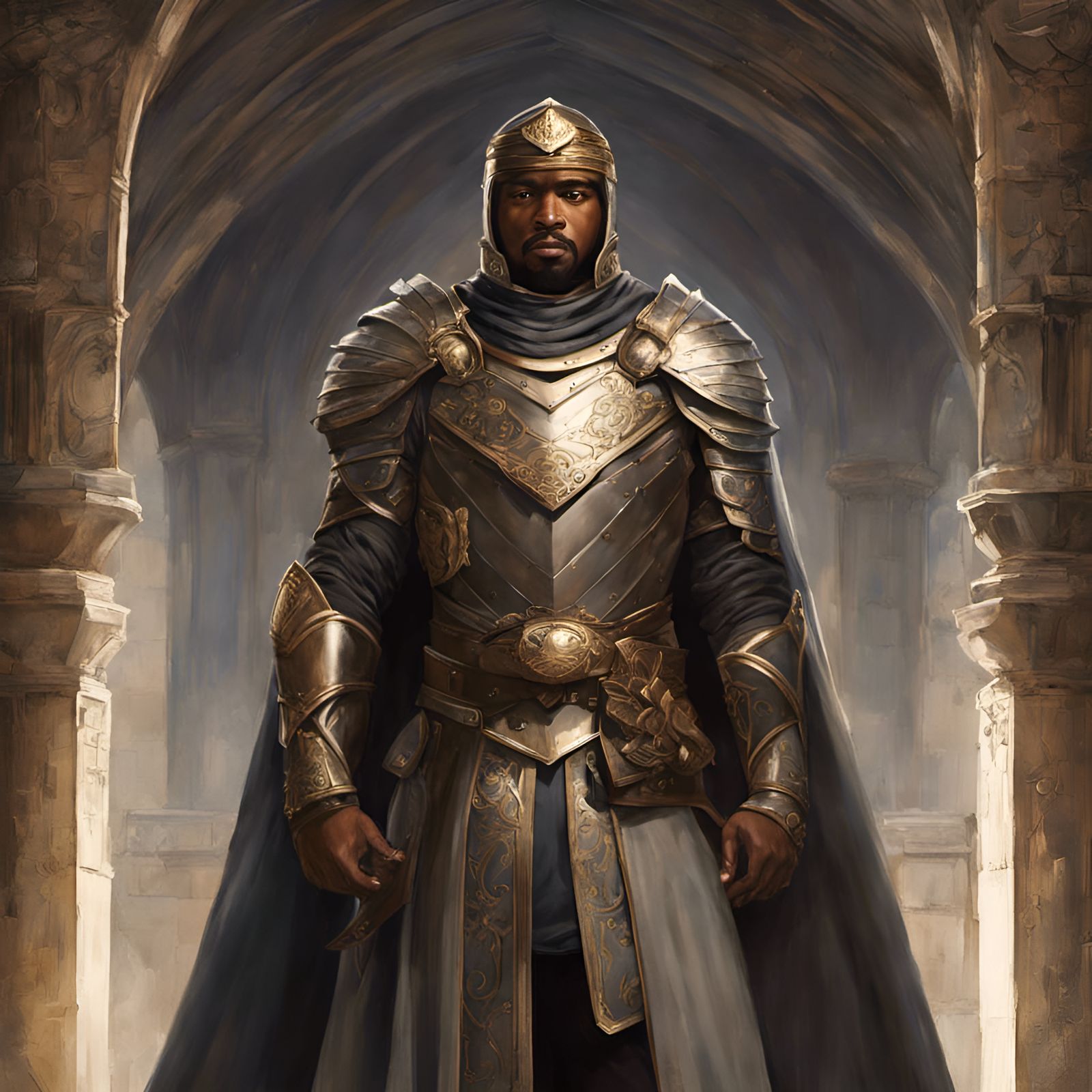 Muscular Knight of African Descent in Ghibli Style