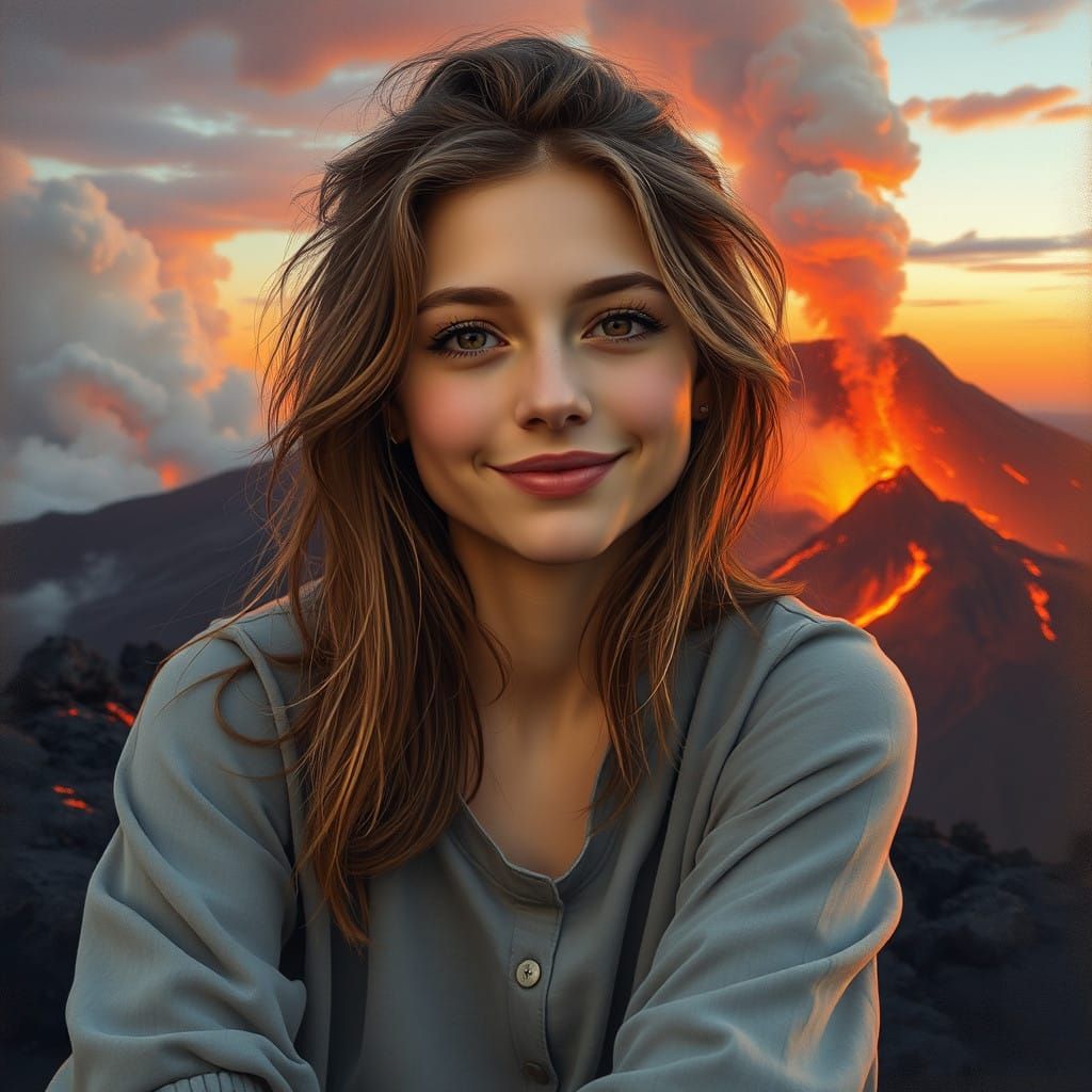 Softly Lit Portrait in a Dramatic Landscape