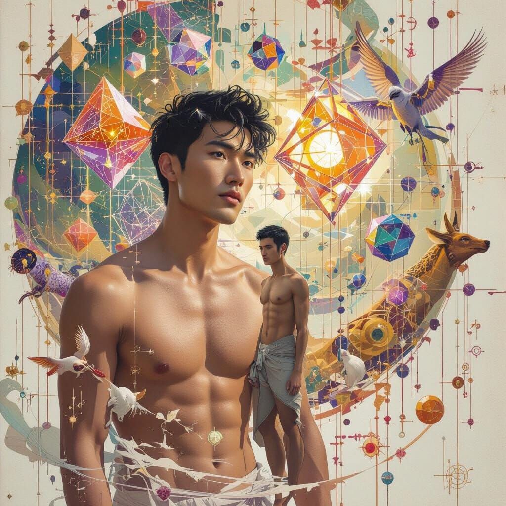 Mathematical Paradise With Hyperrealistic Oil Painting