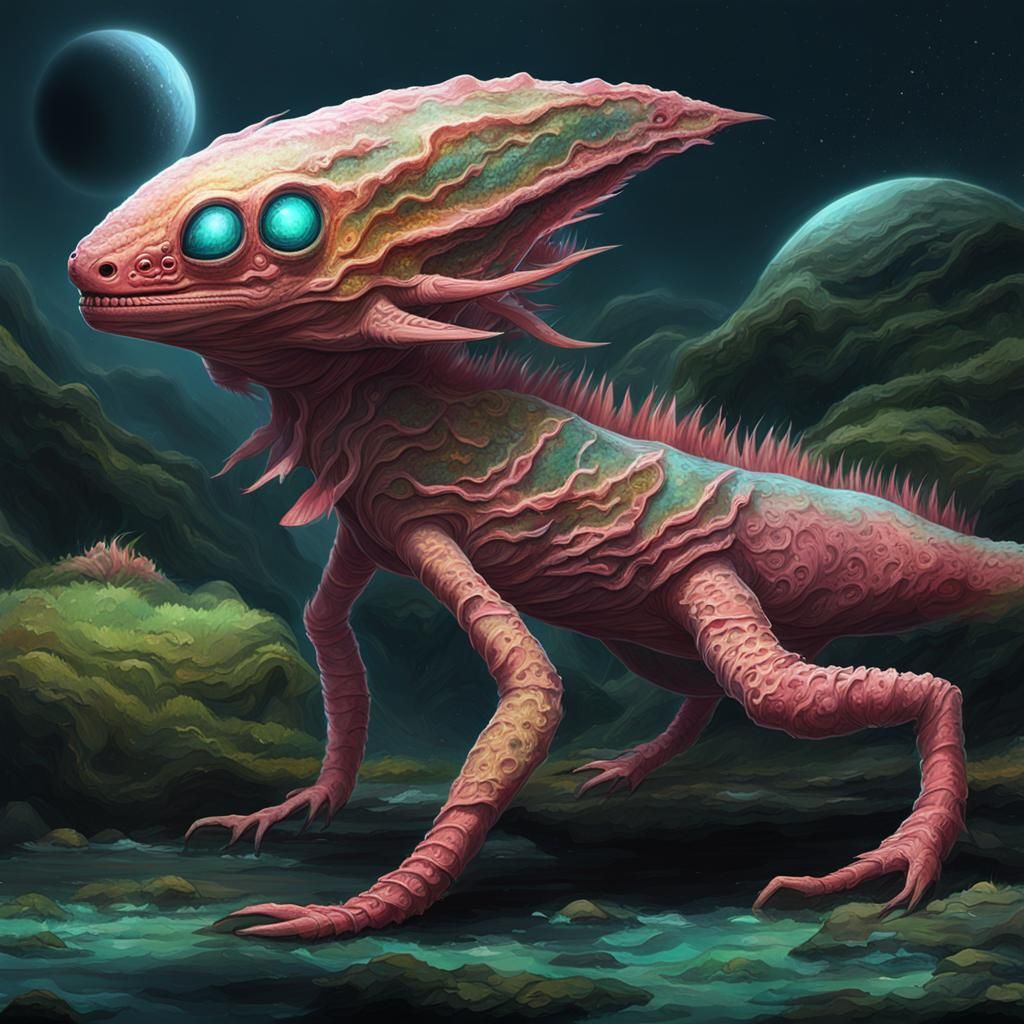Exoplanet: Axolotl and Quetzalcoatl Alien Lifeforms