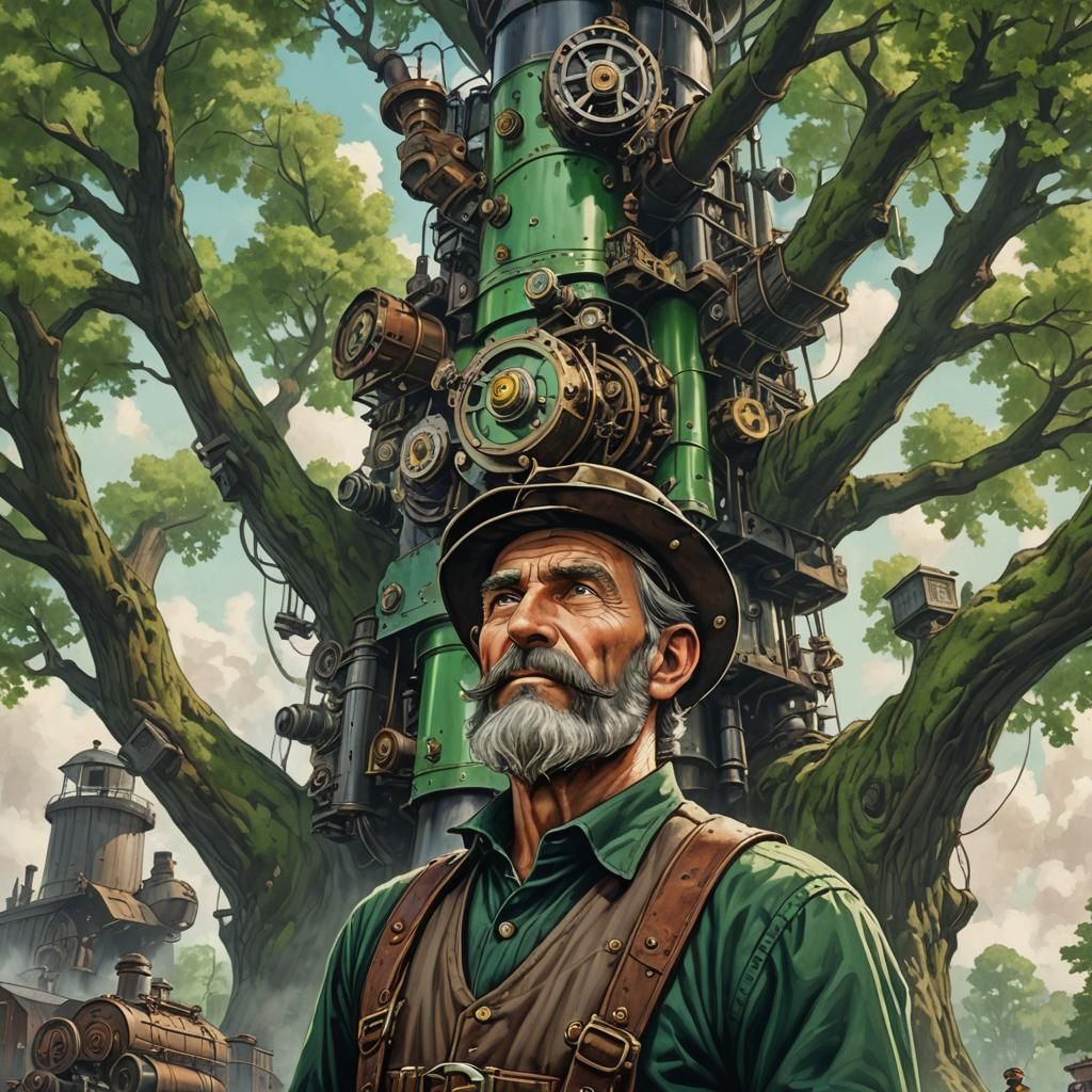 Lumberjack and Steampunk Tree Engine