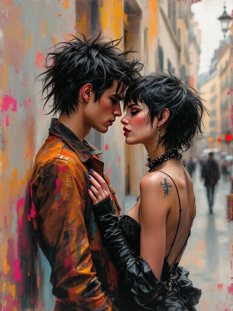 Paris Punk Pin-Up in Encrustique Style