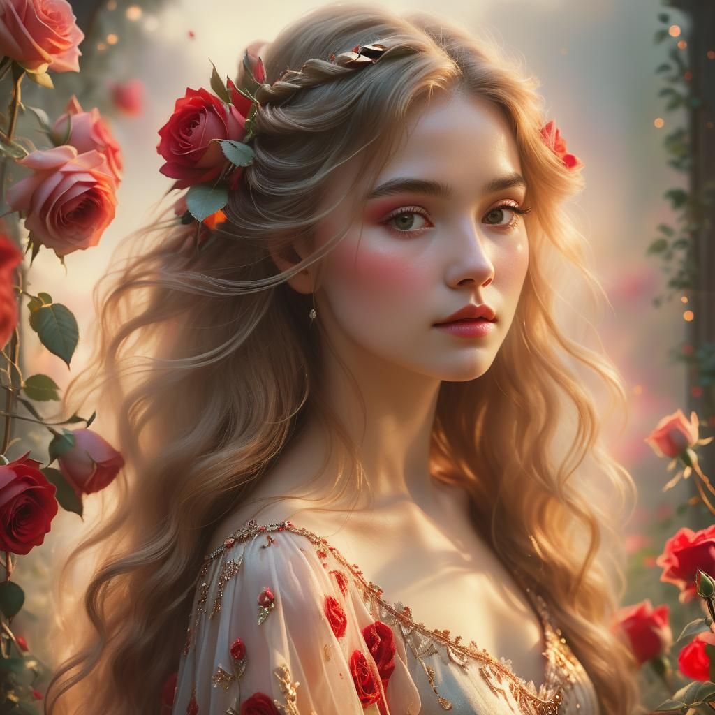 Ethereal Rose Portrait in Fantasy Style