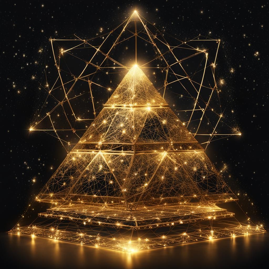 Divine Golden Pyramid Shines in Twisted Night