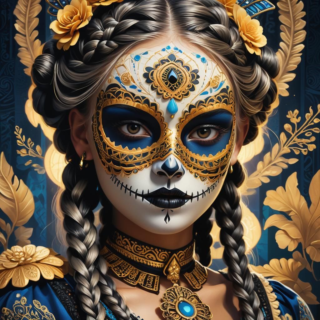 Lithuanian Beauty in Art Deco Catrina Mask