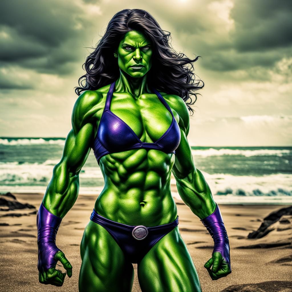 She Hulk in Bikini on a Beach