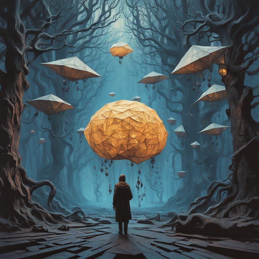 Ethereal Origami Scene Inspired by Squid Game