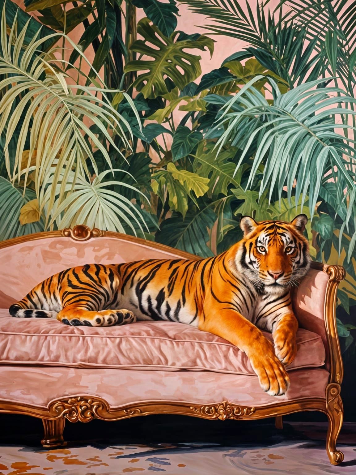 Orange Tiger Portrait in Jungle Setting