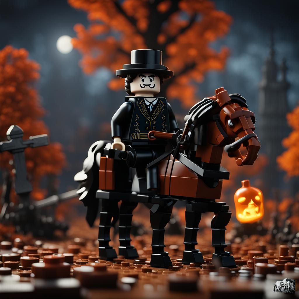 Lego Ichabod Crane and Headless Horseman in Sleepy Hollow