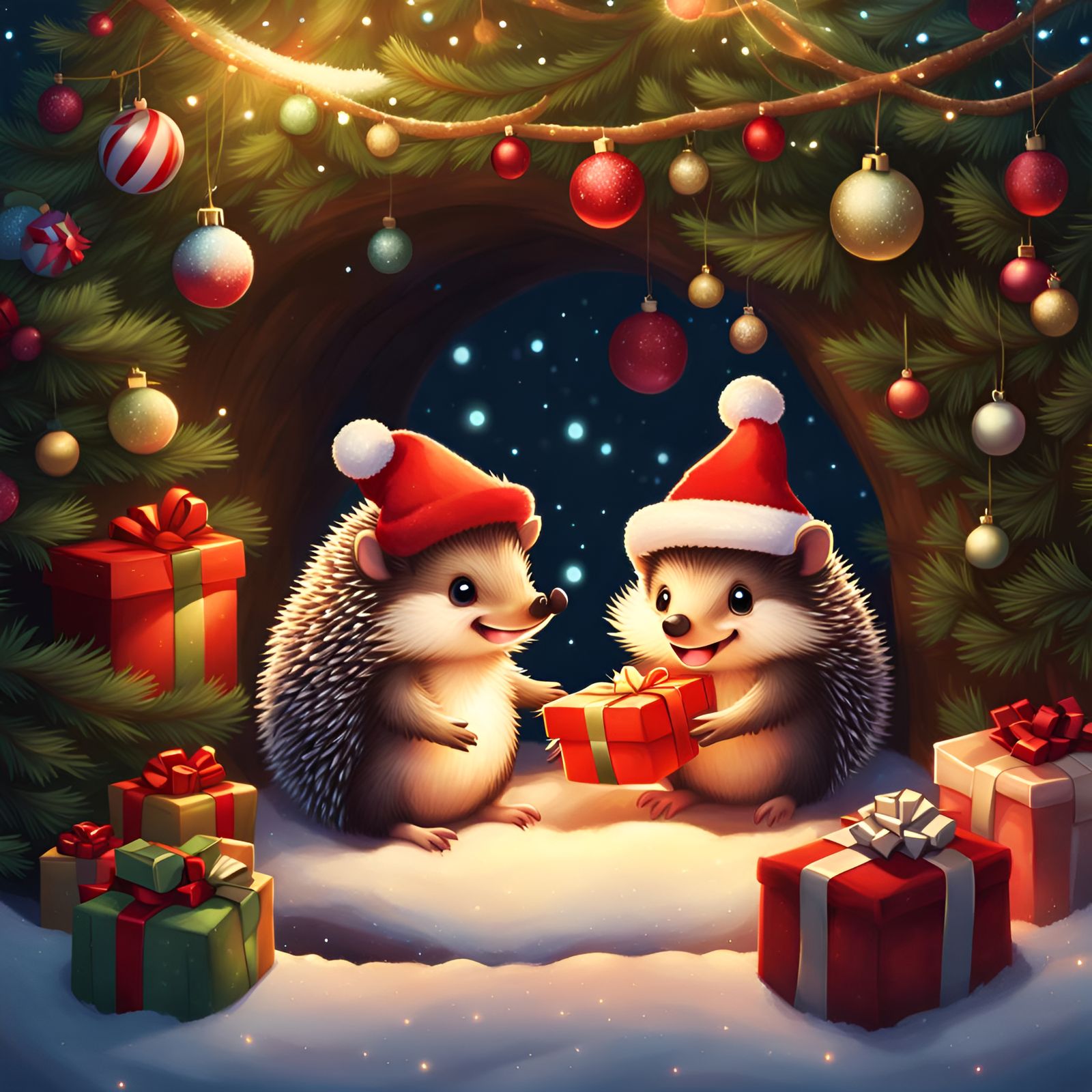 Chibi Hedgehogs Exchange Christmas Gifts