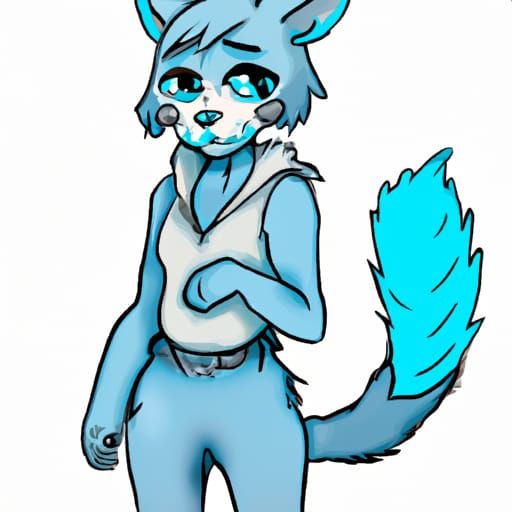 Cute Cartoon Anthropomorphic Blue Russian Cat Fursona