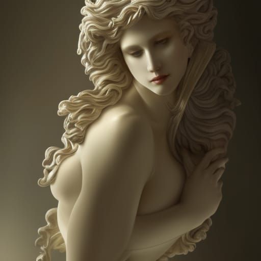 Galatea: Mythical Statue in Marble, Hyperdetailed Portrait