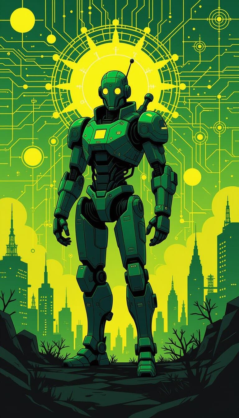 Biopunk Mutant in Retrofuturist Landscape