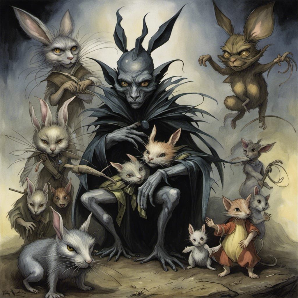 Dark Fey Creatures Watching a Family