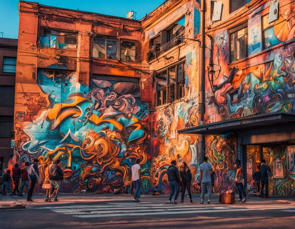 Vibrant Street Art Scene in Urban Environment