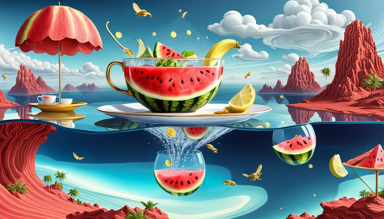 Fruit Tea Party Above a Sparkling Beach