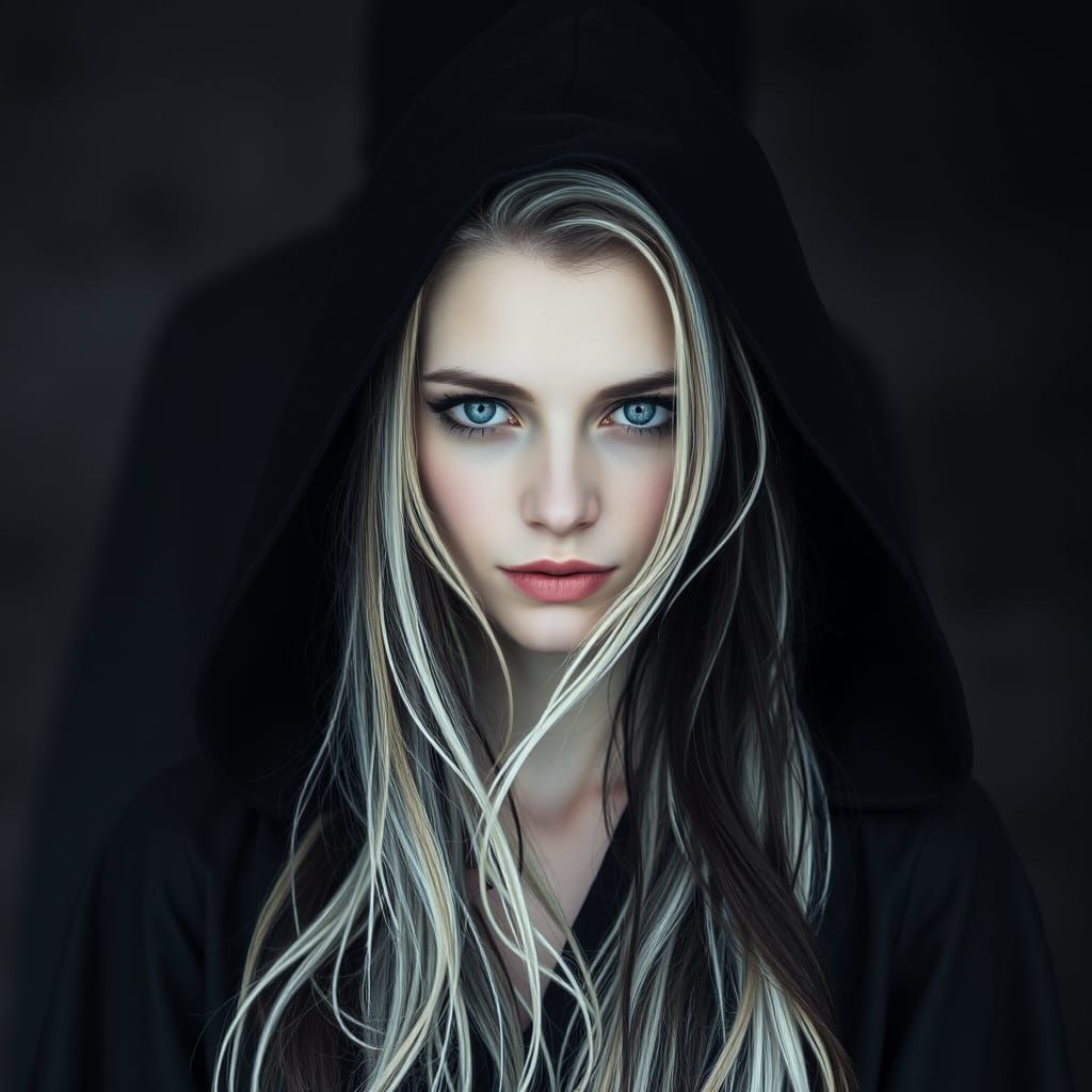 Gothic Beauty Haunted by Dark Presence