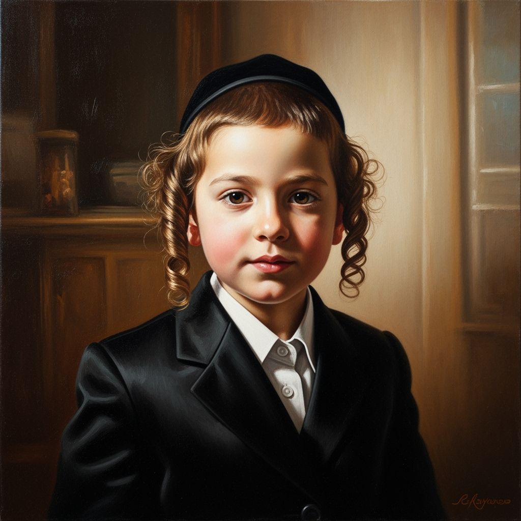 Rembrandt-Inspired Portrait of a Hasidic Boy