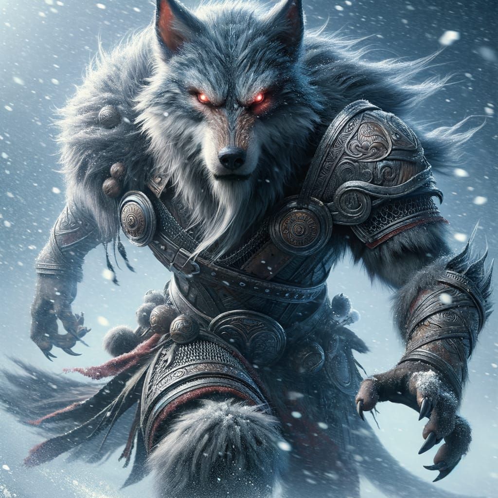 Viking Wolf Warrior in Blizzard Attack