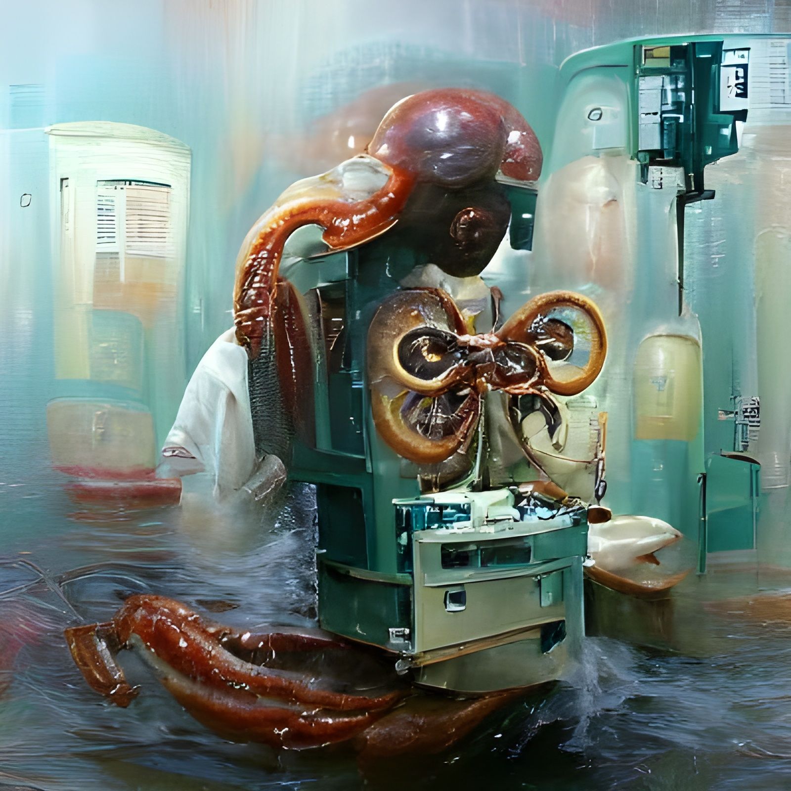 Octopus Automaton Doctor: Oil Painting
