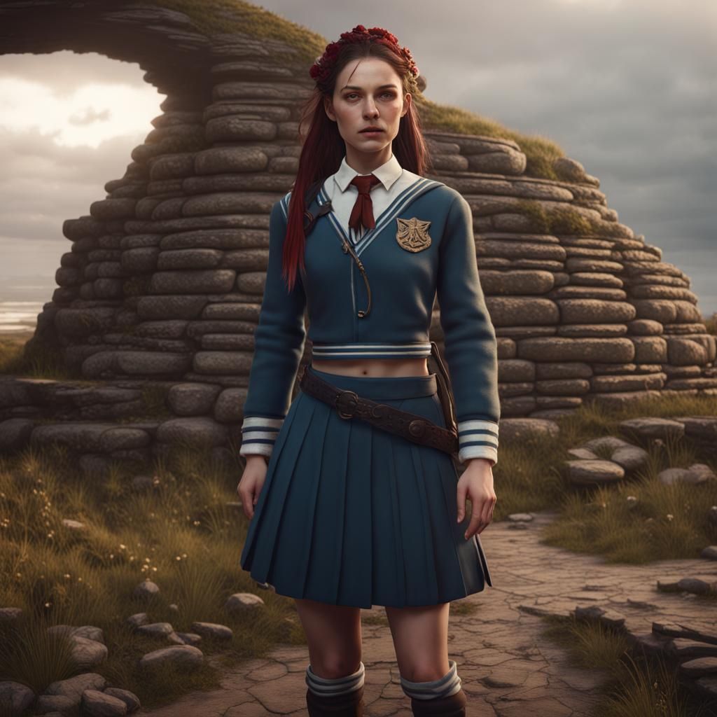 School Uniform at Skara Brae: Detailed Matte Painting