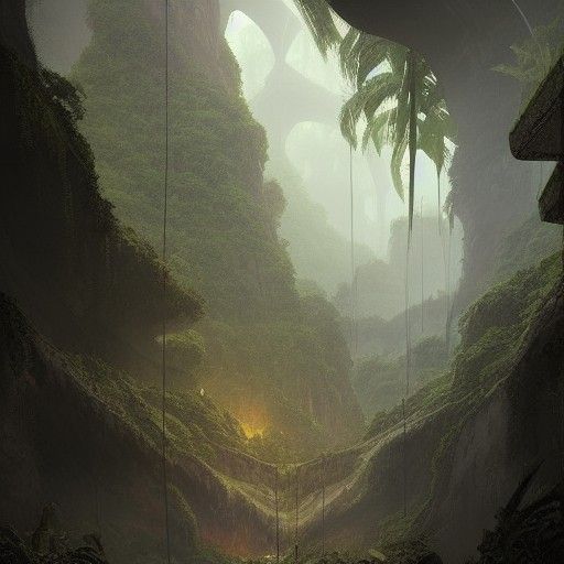 Sinister Jungle Cave City Landscape