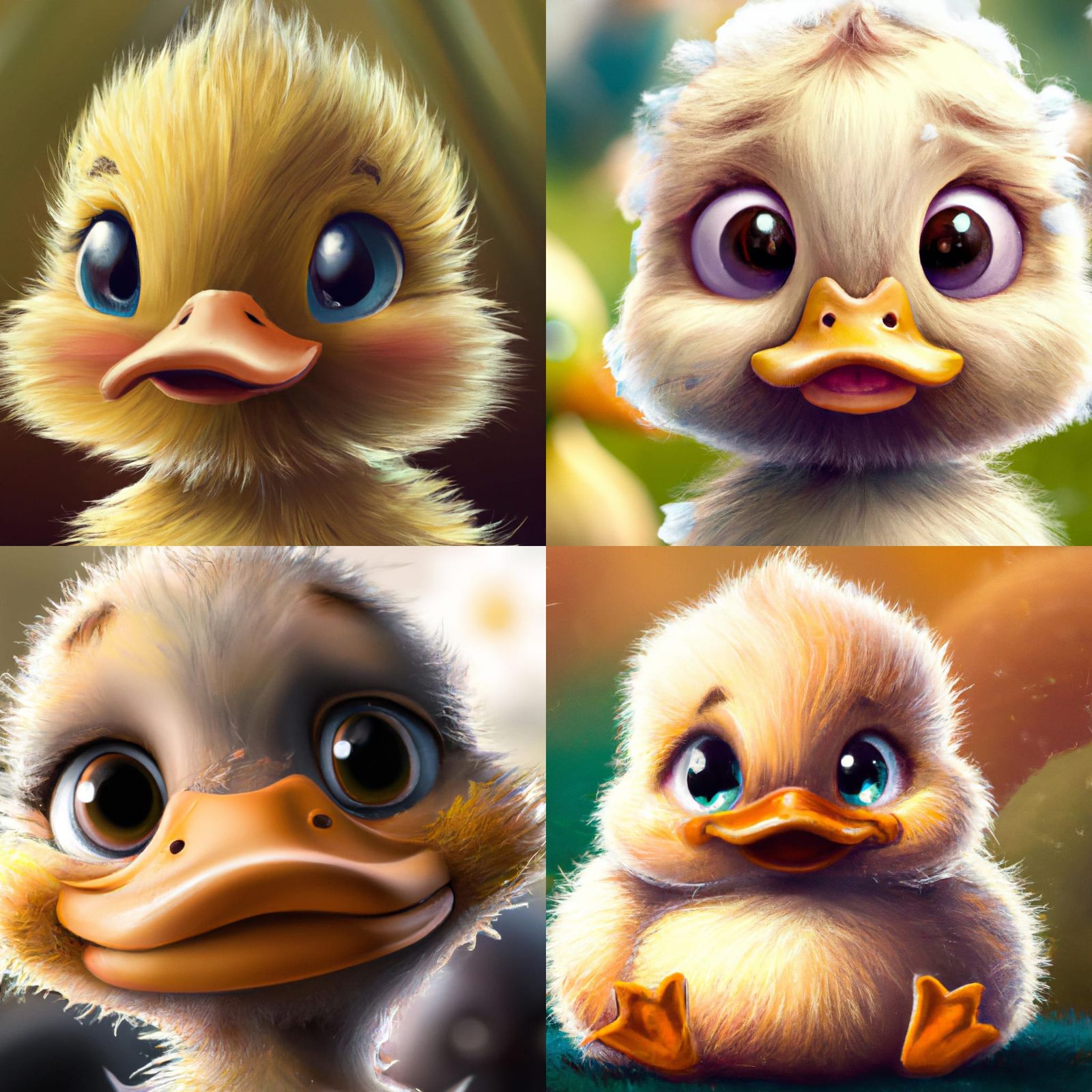 Cute Kawaii Duck on Easter Egg, Digital Art