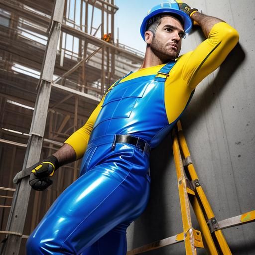 Construction Worker Climbing Ladder: Hyperrealistic Digital ...