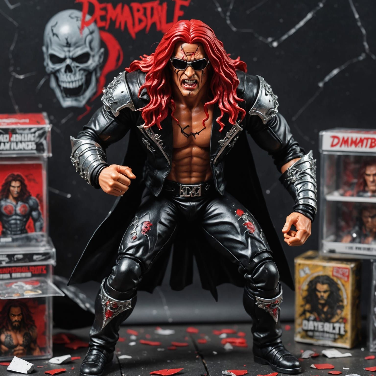 Dark Wrestler Emerges from Shattered Packaging