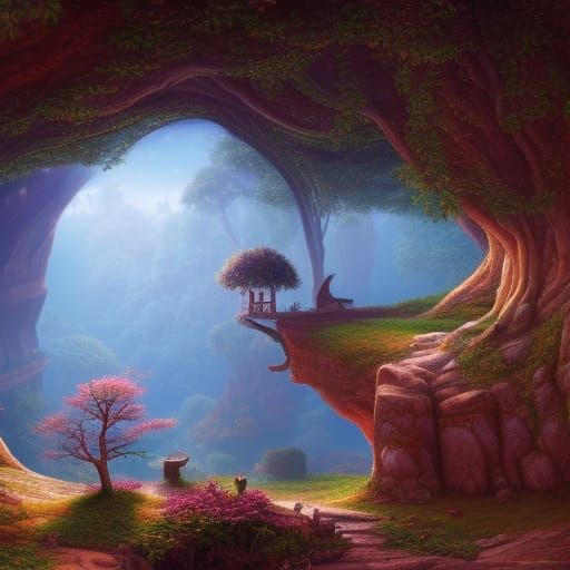 Dream World Path with Caracal, Bosch-inspired Architecture