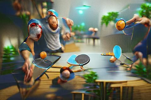 Intense Ping Pong Match: Digital Rendering