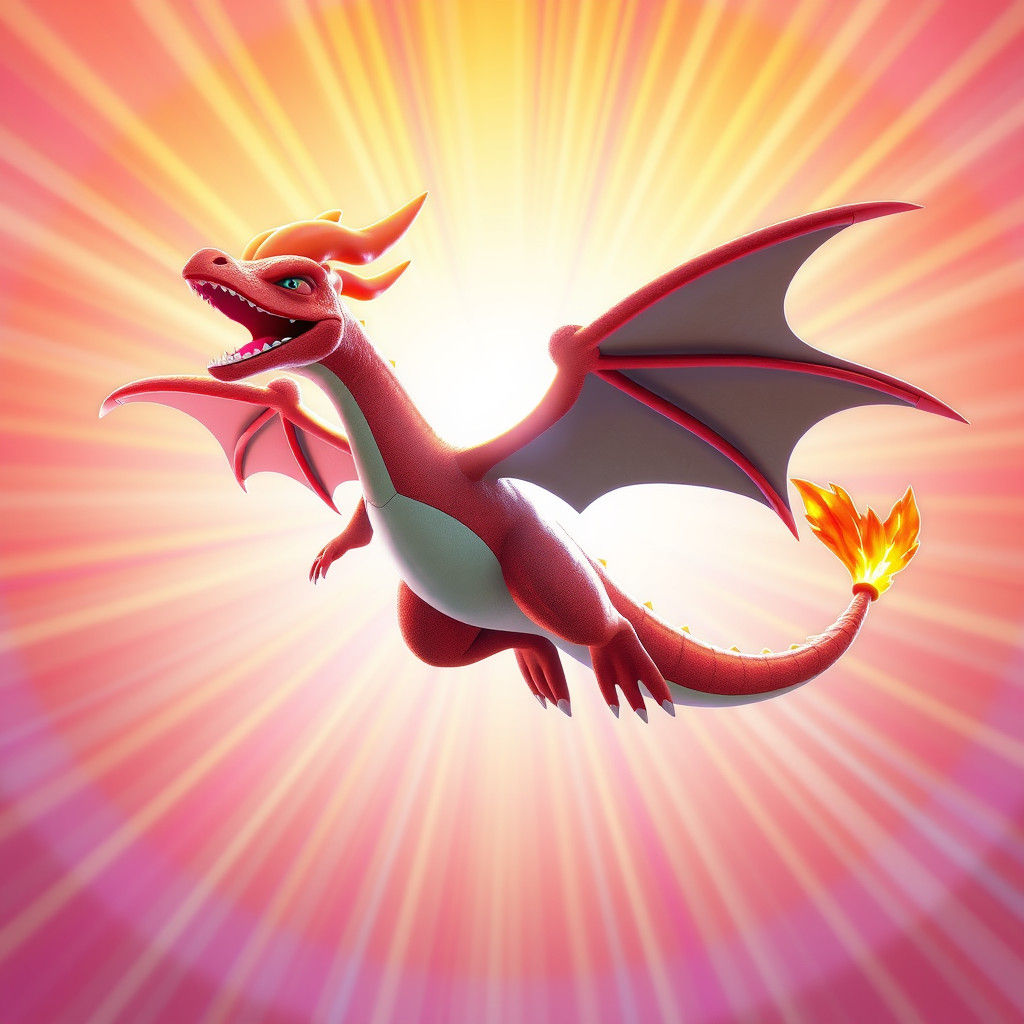 Mega Charizard Soaring as 3D Digital Art