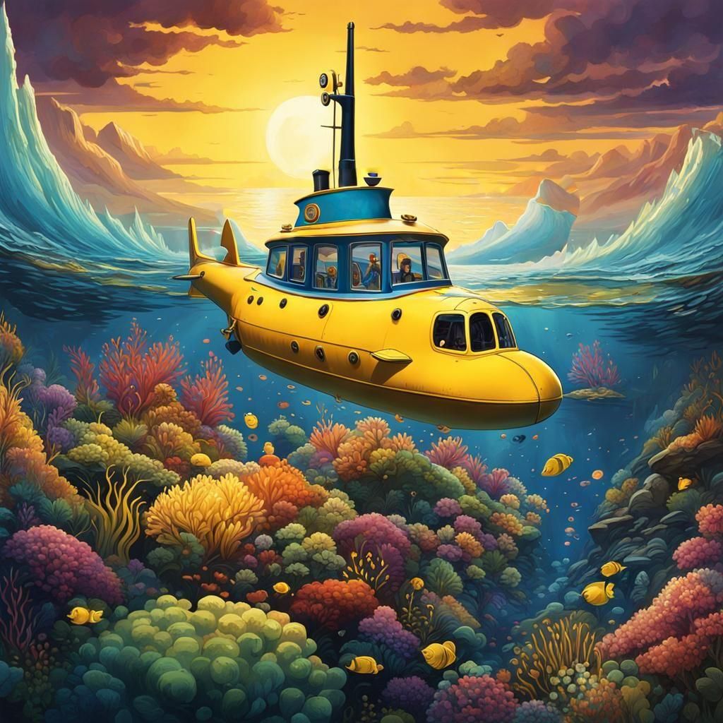 The Beatles' Yellow Submarine in Psychedelic Comic Art