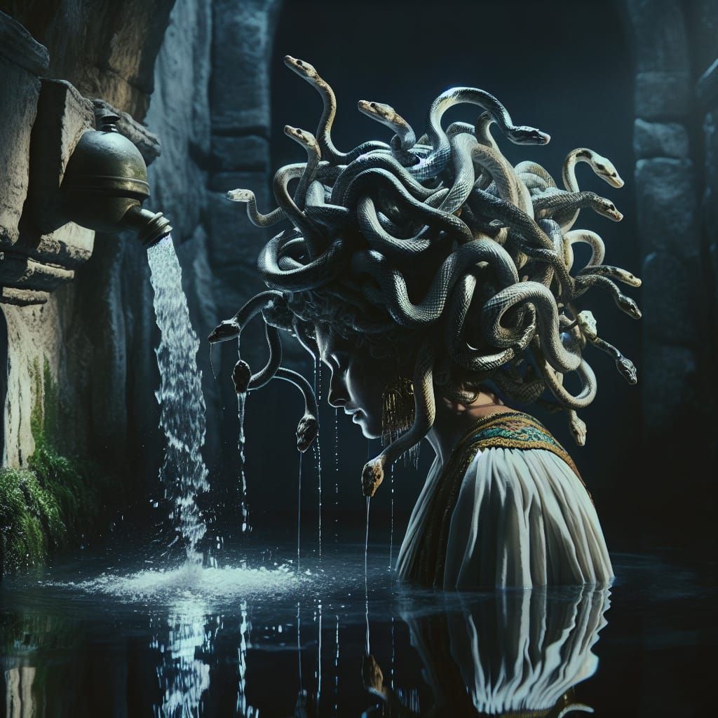 Mythical Goddess Medusa Basks in Serene Beauty