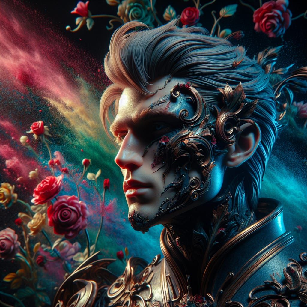 Dramatic Portrait of Thorn Prince in Abstract Court