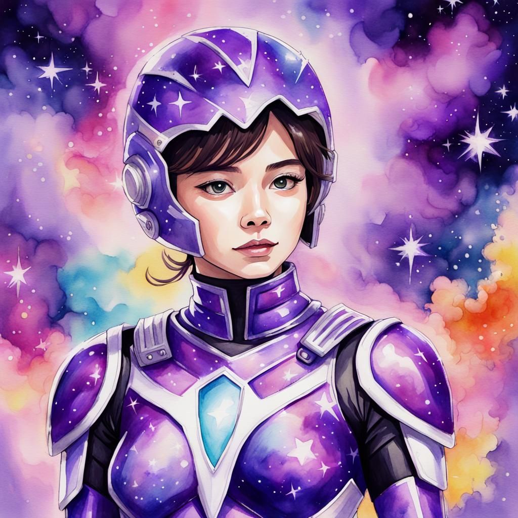 Magical Cute Power Ranger in Galactic Nebula