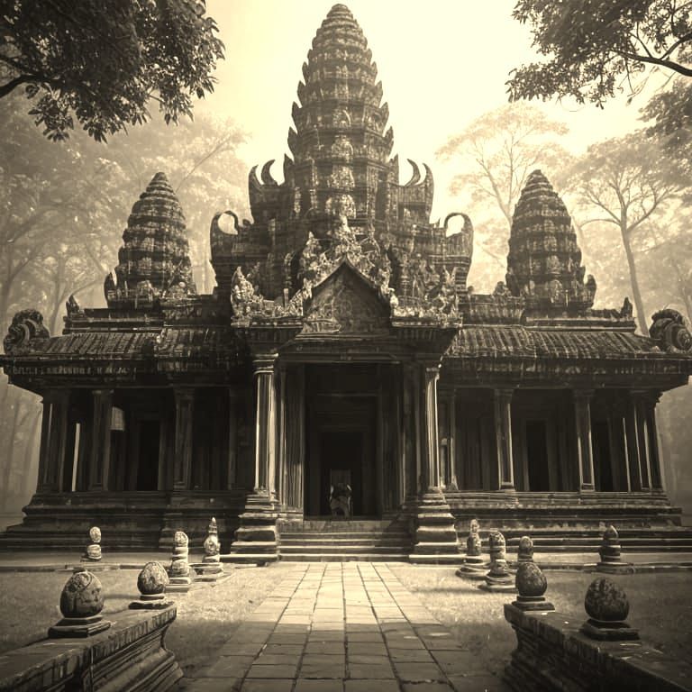 Angkor Wat Temple in Misty Morning Light
