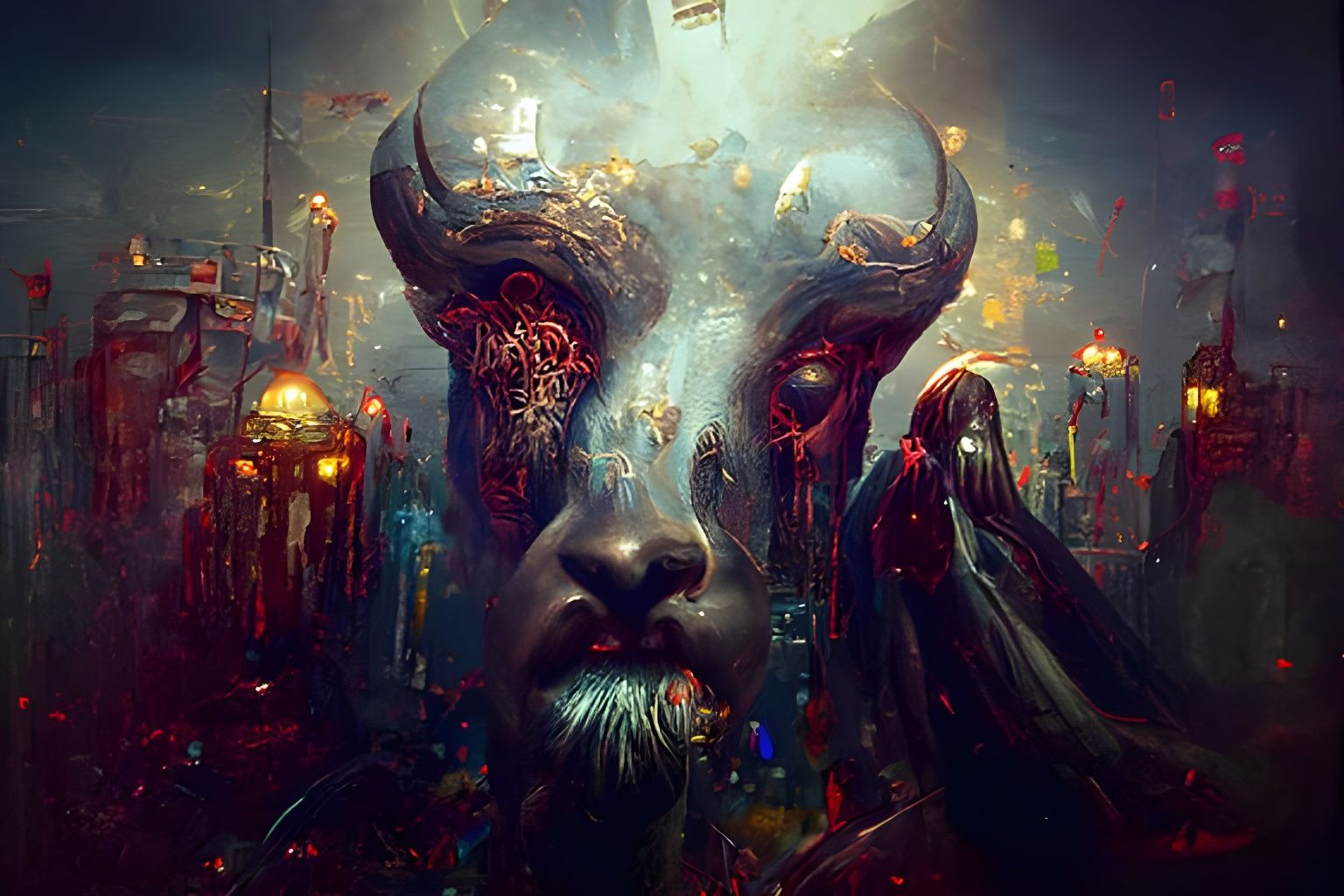 Dark Geometric Satanist in Surreal Horror Style