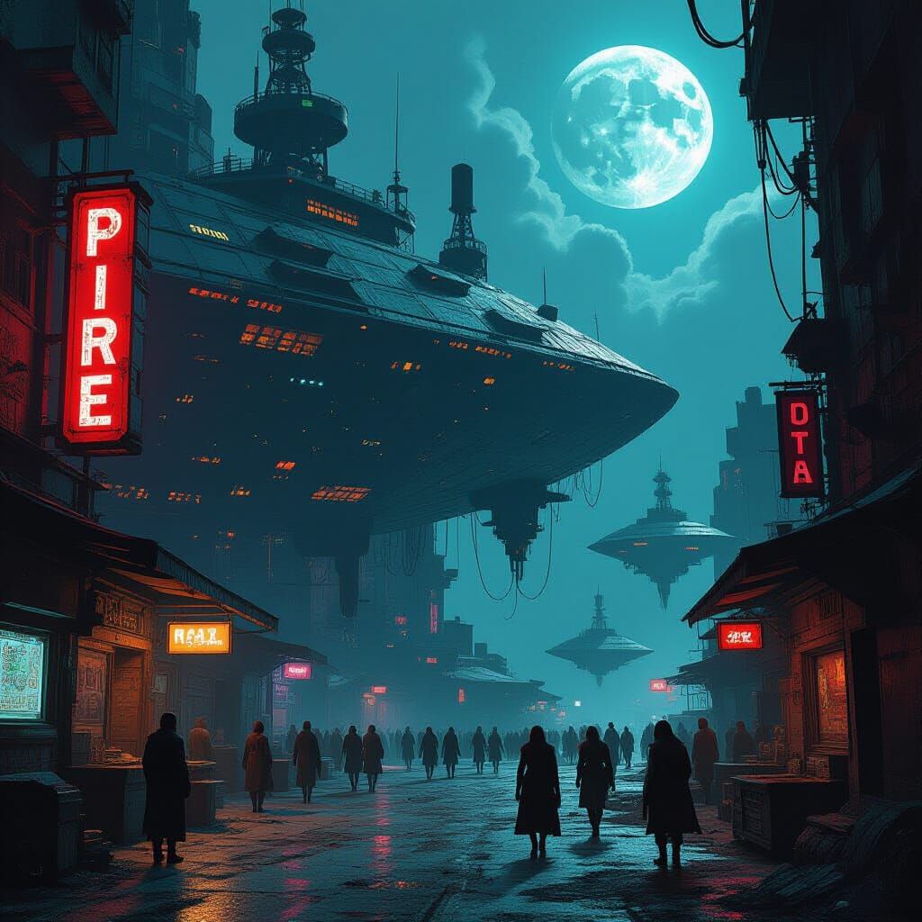 Derelict Space Station Pirate Haven Orbits Dying Star