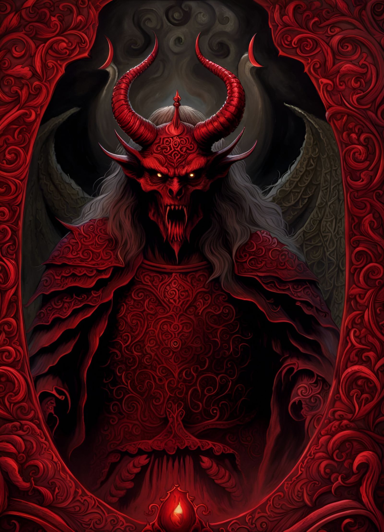 Winged Knight Demon Book Page in Hell