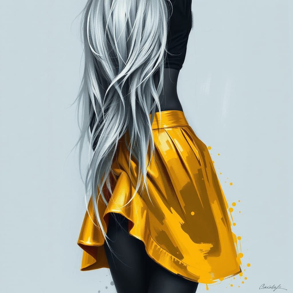 Impressionistic Portrait in Charcoal of a Woman Wearing a Go...