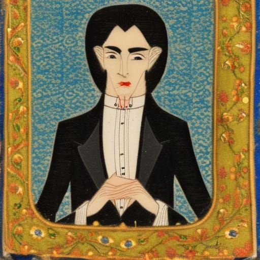 Noble Vampire Lord in Persian Miniature Style