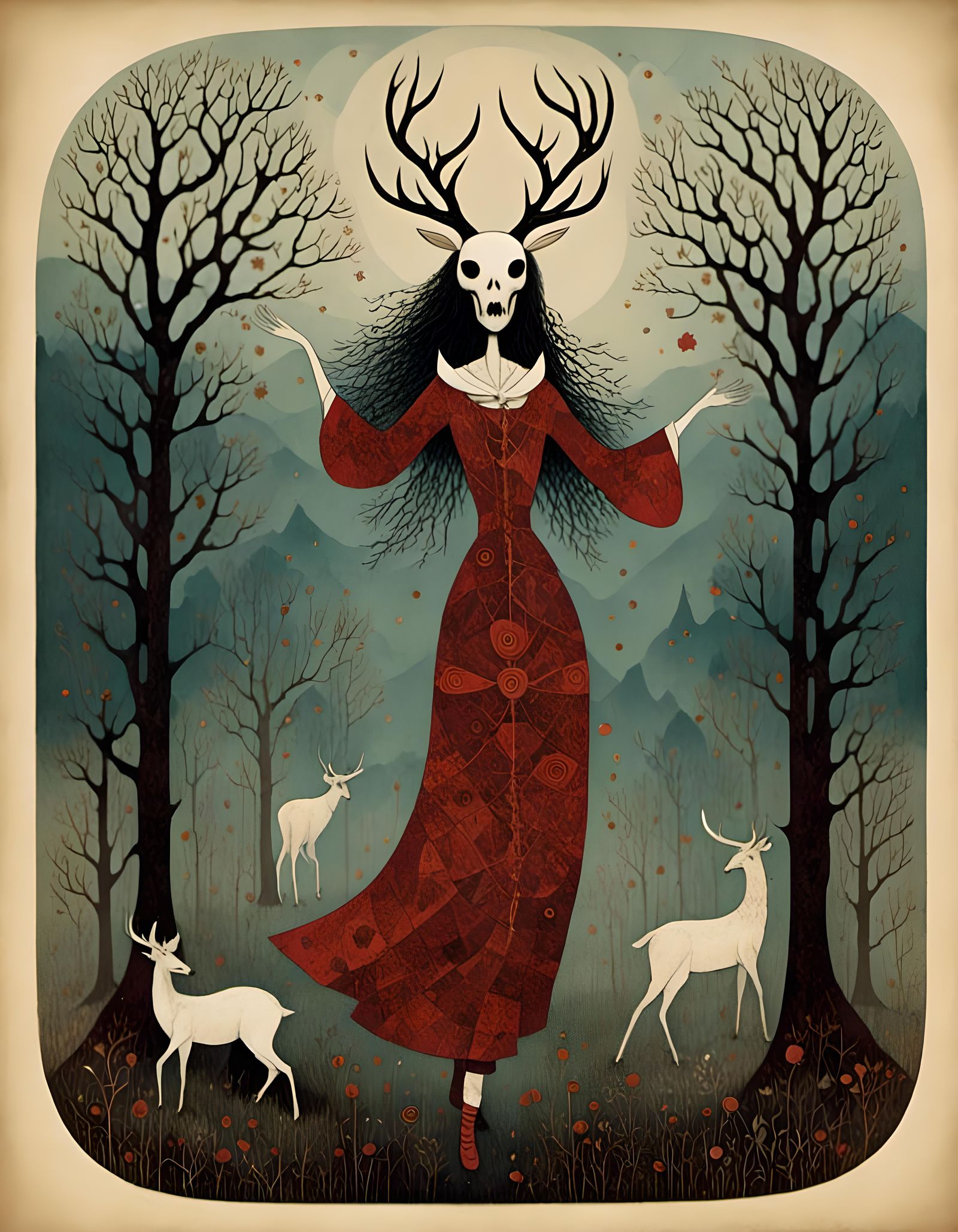 Gothic Shaman Deer Dance in Dark Style