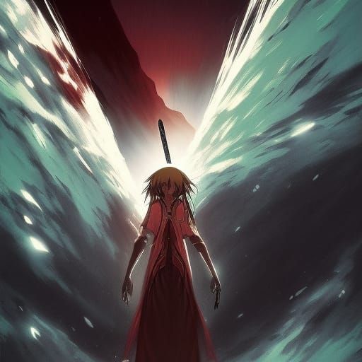 Dark Entity with Sword in Anime Style