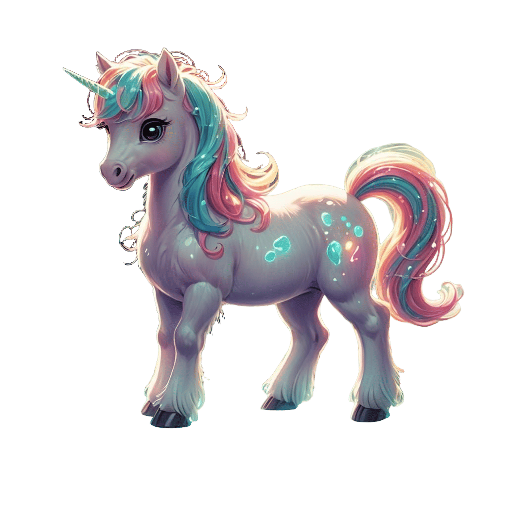 Chibi Furry Pony with Bioluminescent Waterfall, Candy Art